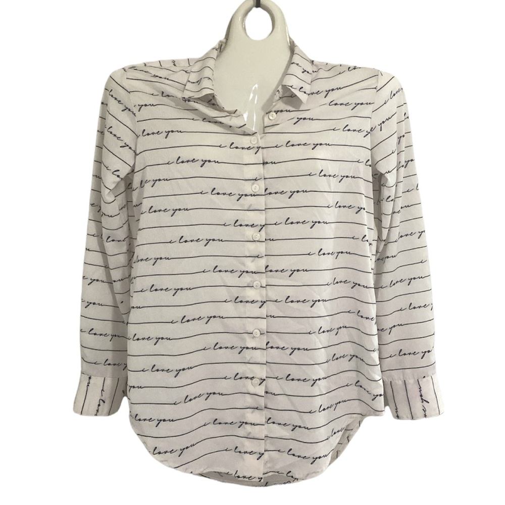 Second Sunday I love you script stripe button down shirt